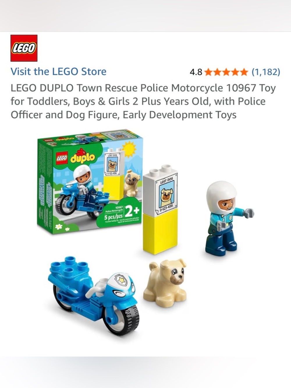 LEGO DUPLO Town Rescue Police Motorcycle 10967
